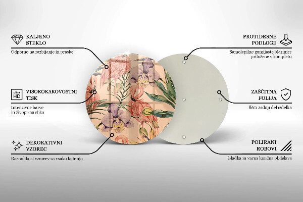 Glas Herdabdeckplatte Flamingos-Illustration