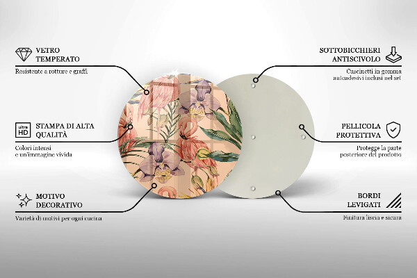 Glas Herdabdeckplatte Flamingos-Illustration