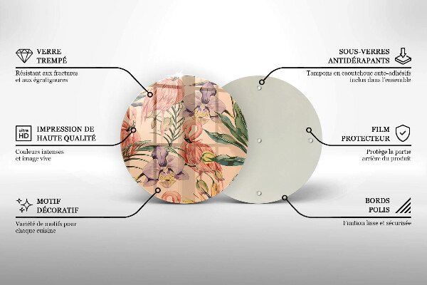 Glas Herdabdeckplatte Flamingos-Illustration