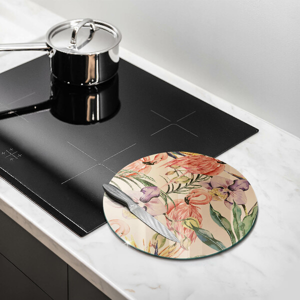 Glas Herdabdeckplatte Flamingos-Illustration