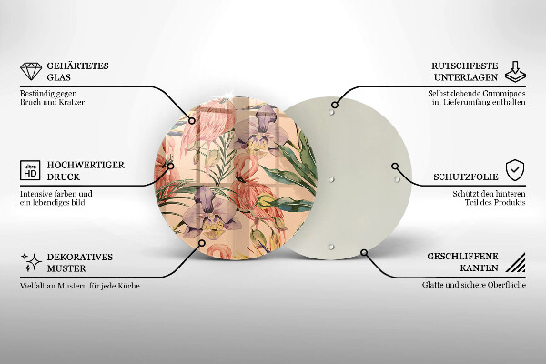 Glas Herdabdeckplatte Flamingos-Illustration