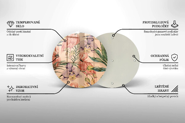 Glas Herdabdeckplatte Flamingos-Illustration