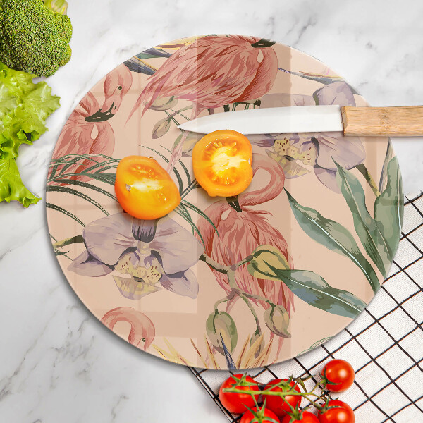 Glas Herdabdeckplatte Flamingos-Illustration