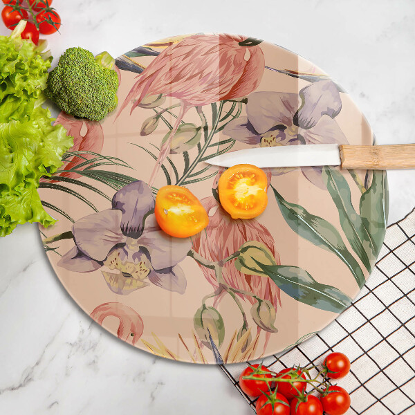 Glas Herdabdeckplatte Flamingos-Illustration