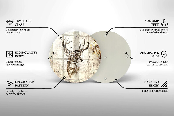 Glas Herdabdeckplatte Hirsch-Tierillustration