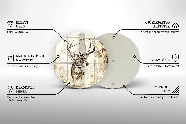 Glas Herdabdeckplatte Hirsch-Tierillustration