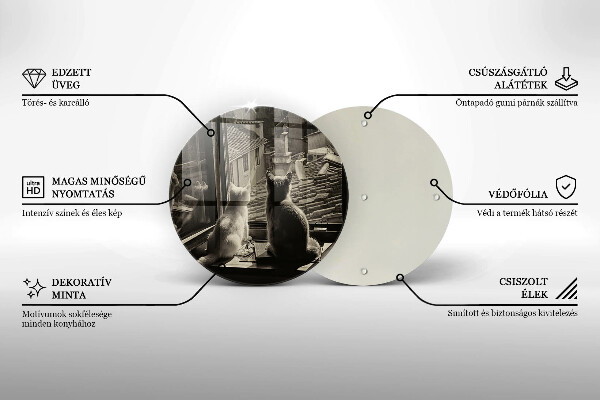 Glas Herdabdeckplatte Katzenstadt und Fenster