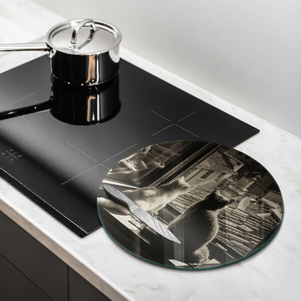 Glas Herdabdeckplatte Katzenstadt und Fenster