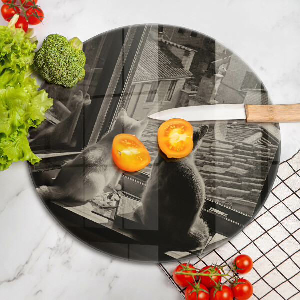 Glas Herdabdeckplatte Katzenstadt und Fenster