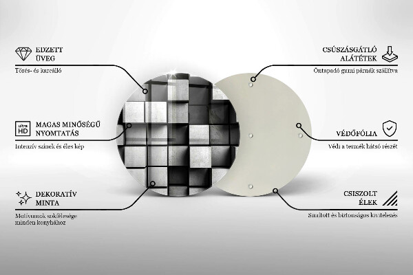 Glas Herdabdeckplatte Abstrakte 3D-Quadrate