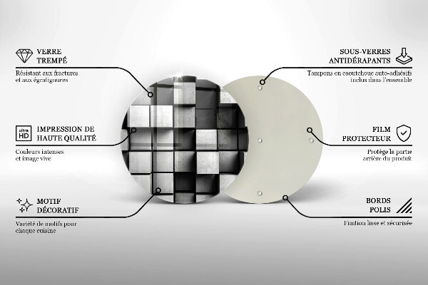 Glas Herdabdeckplatte Abstrakte 3D-Quadrate