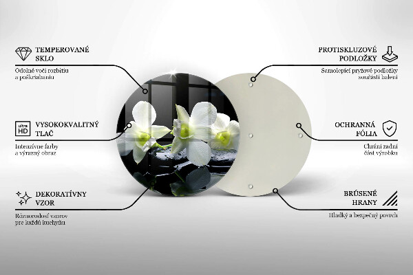 Glas Herdabdeckplatte Weiße Blumen in Zen-Wasser