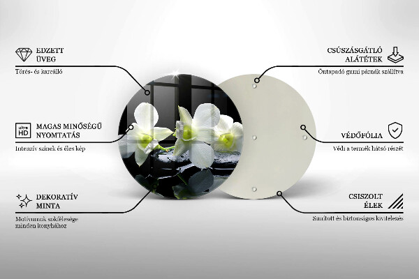 Glas Herdabdeckplatte Weiße Blumen in Zen-Wasser