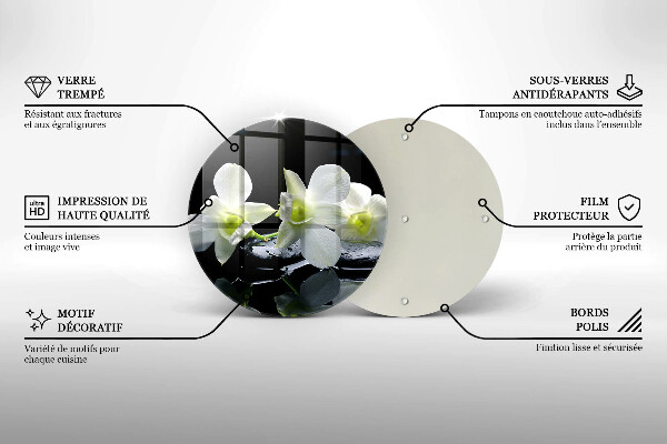 Glas Herdabdeckplatte Weiße Blumen in Zen-Wasser