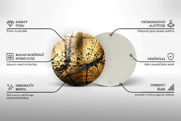 Glas Herdabdeckplatte Tau und Löwenzahn