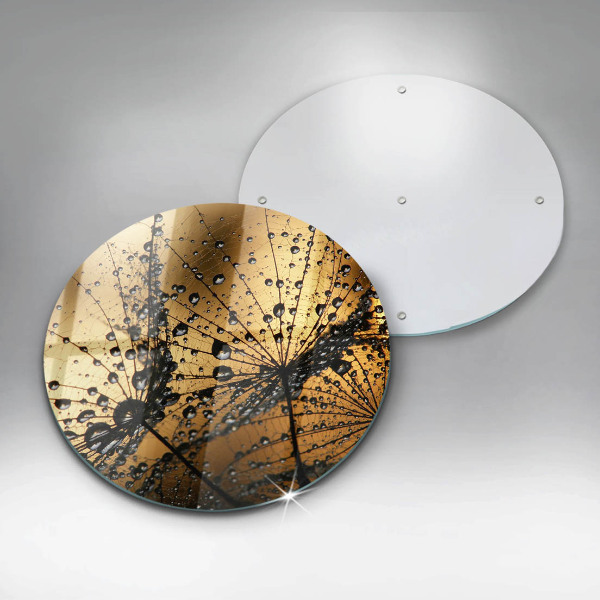 Glas Herdabdeckplatte Tau und Löwenzahn