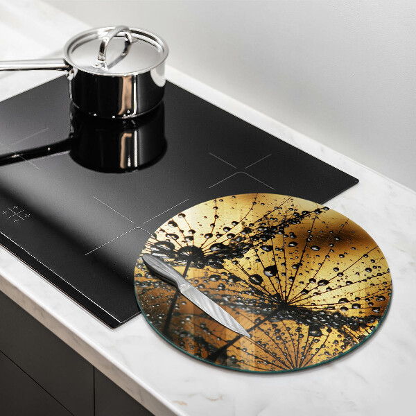 Glas Herdabdeckplatte Tau und Löwenzahn