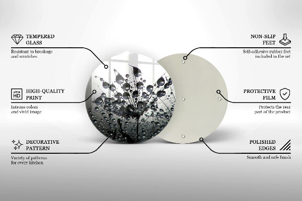 Glas Herdabdeckplatte Löwenzahn und Tau