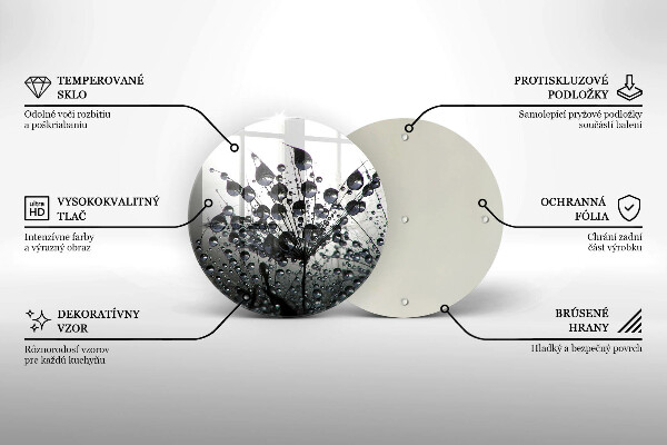 Glas Herdabdeckplatte Löwenzahn und Tau