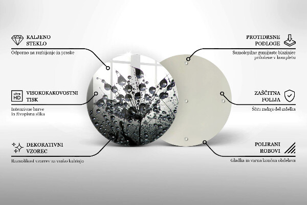 Glas Herdabdeckplatte Löwenzahn und Tau