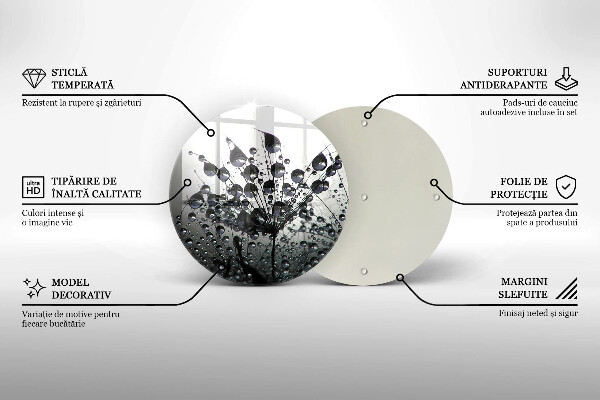 Glas Herdabdeckplatte Löwenzahn und Tau