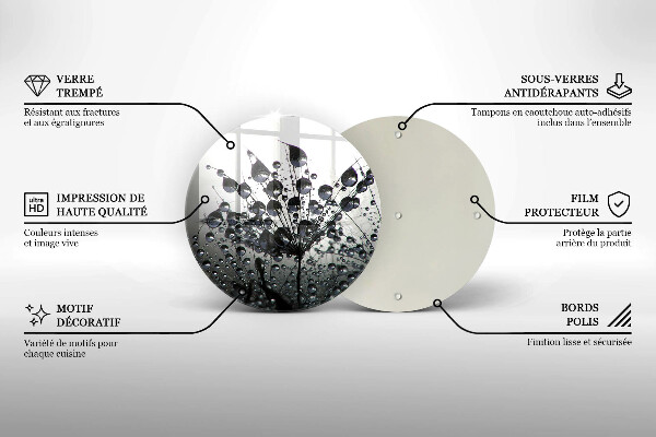 Glas Herdabdeckplatte Löwenzahn und Tau
