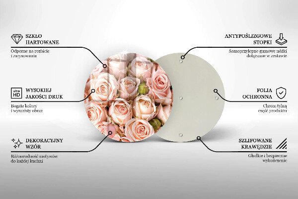 Glas Herdabdeckplatte Strauß zarter Rosen