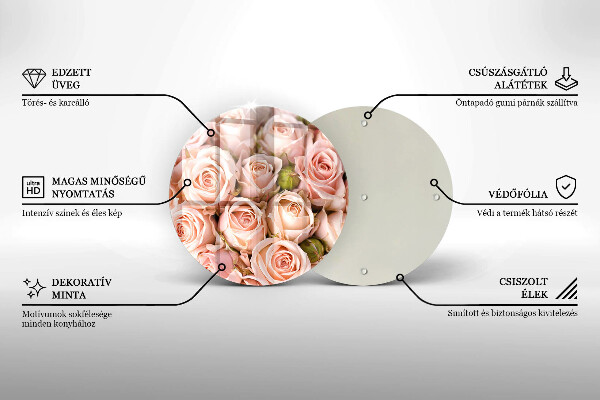 Glas Herdabdeckplatte Strauß zarter Rosen