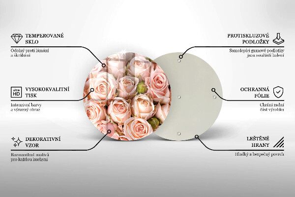 Glas Herdabdeckplatte Strauß zarter Rosen