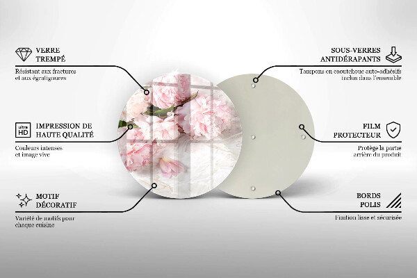 Glas Herdabdeckplatte Zarte Rosenblüten