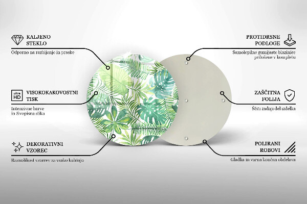 Glas Ceranfeldabdeckung Aquarell-Boho-Blätter