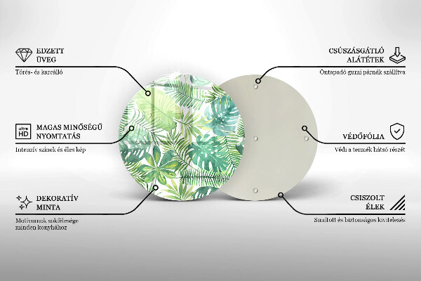 Glas Ceranfeldabdeckung Aquarell-Boho-Blätter