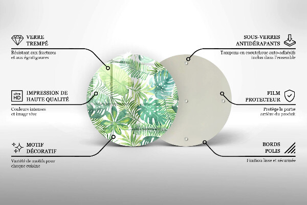 Glas Ceranfeldabdeckung Aquarell-Boho-Blätter