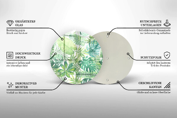 Glas Ceranfeldabdeckung Aquarell-Boho-Blätter