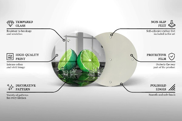 Glas Ceranfeldabdeckung Saftige Limetten und Wasser