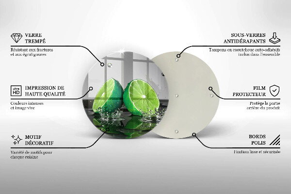 Glas Ceranfeldabdeckung Saftige Limetten und Wasser