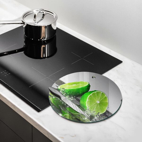 Glas Ceranfeldabdeckung Saftige Limetten und Wasser