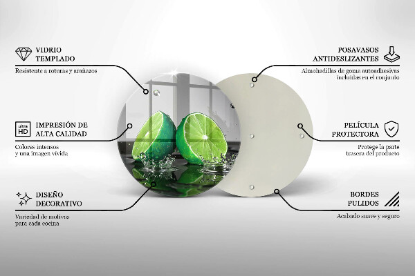 Glas Ceranfeldabdeckung Saftige Limetten und Wasser