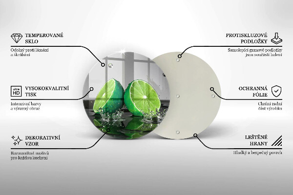 Glas Ceranfeldabdeckung Saftige Limetten und Wasser
