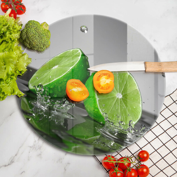 Glas Ceranfeldabdeckung Saftige Limetten und Wasser