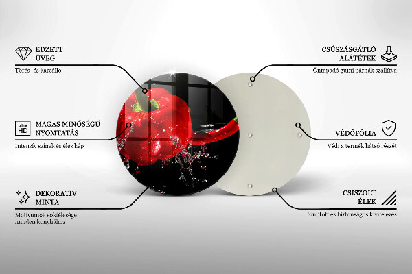 Glas Herdabdeckplatte Rote Paprika in Wasser
