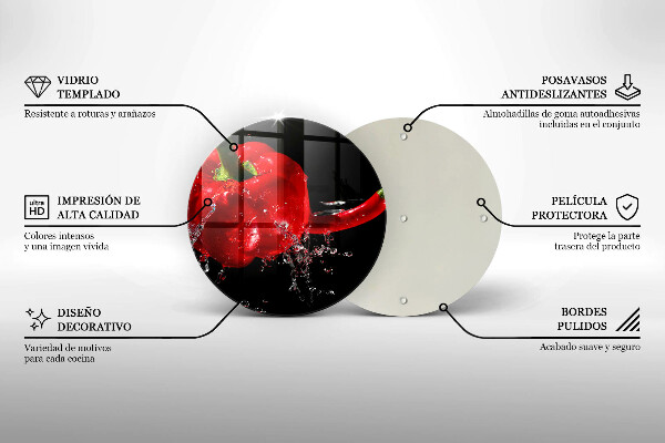 Glas Herdabdeckplatte Rote Paprika in Wasser