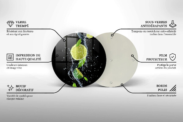 Glas Herdabdeckplatte Saftige Limetten in Wasser
