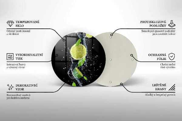 Glas Herdabdeckplatte Saftige Limetten in Wasser
