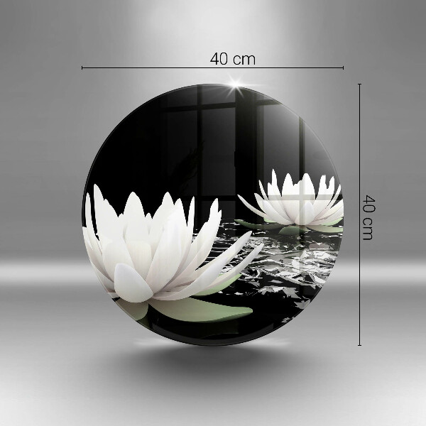 Glas Herdabdeckplatte Weiße Lilien auf dem Wasser