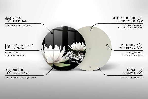 Glas Herdabdeckplatte Weiße Lilien auf dem Wasser
