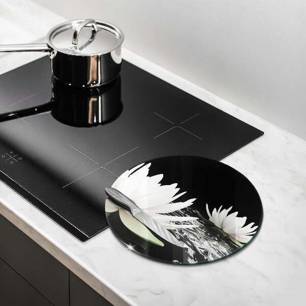 Glas Herdabdeckplatte Weiße Lilien auf dem Wasser