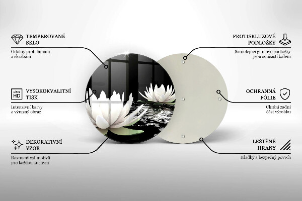 Glas Herdabdeckplatte Weiße Lilien auf dem Wasser