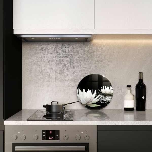 Glas Herdabdeckplatte Weiße Lilien auf dem Wasser