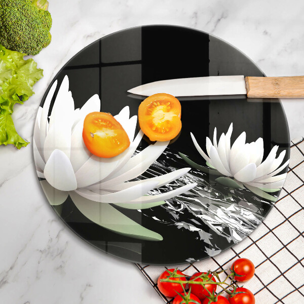 Glas Herdabdeckplatte Weiße Lilien auf dem Wasser